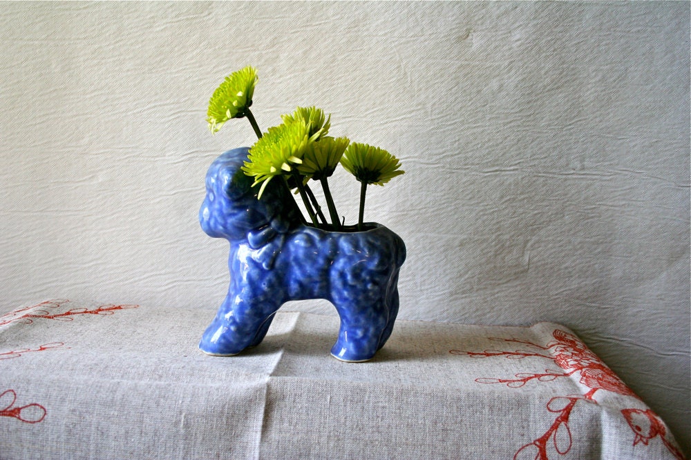 Vintage Animal Planter Vase Lamb Blue