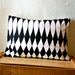 Harlequin Pillow Vintage Fabric Cotton Mod Black and White