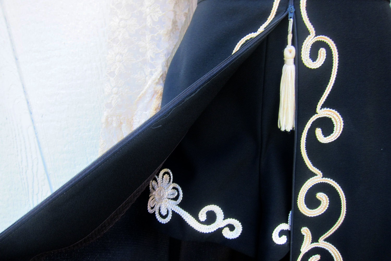 Vintage Dress with Matching Shorts Black and White Decorative Trim Burlesque Costume