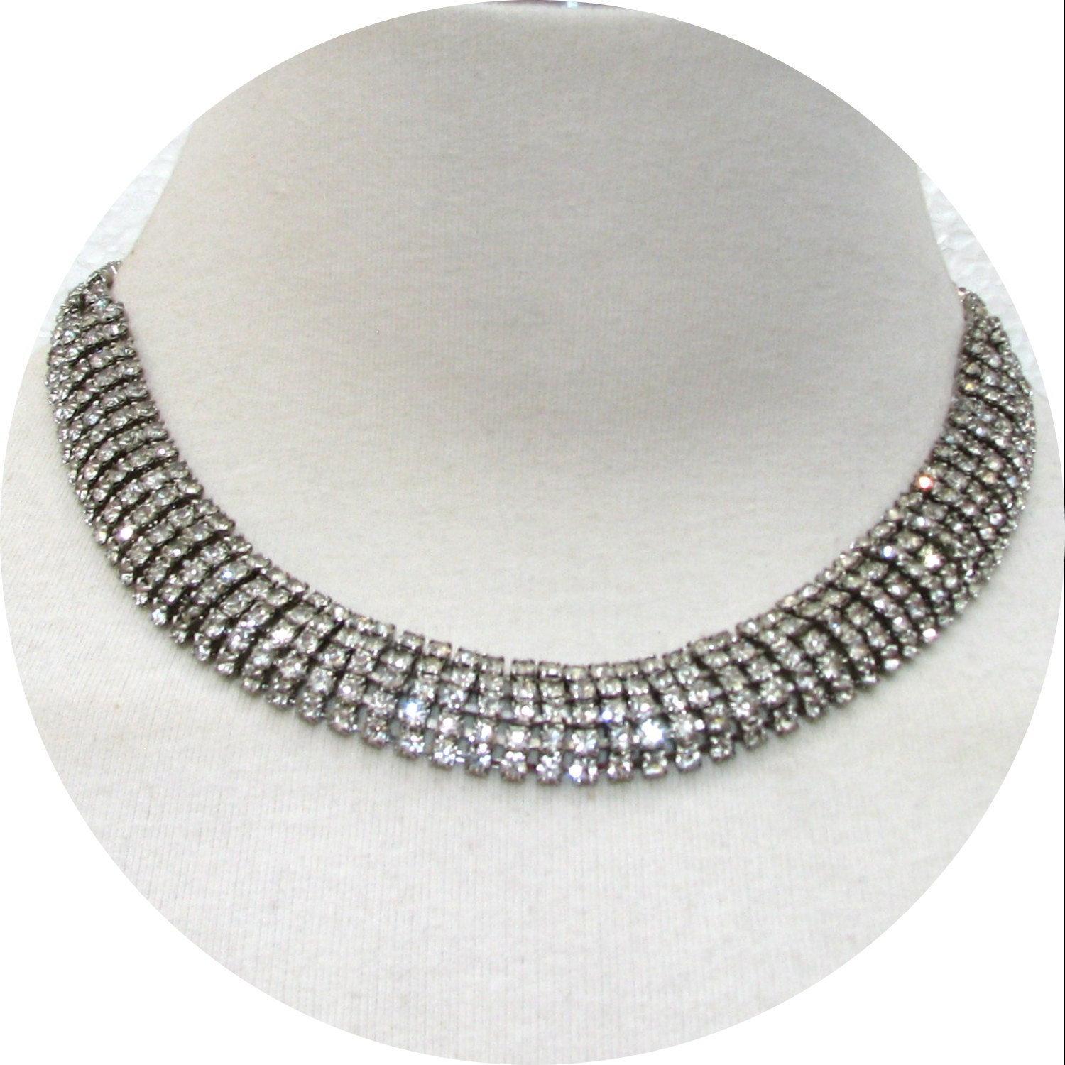 Vintage 50s Necklace / Crystal Necklace / 1950s Necklace / Wedding / Bridal / Prom / Ballroom / Princess / Cinderella / Beauty Pageant