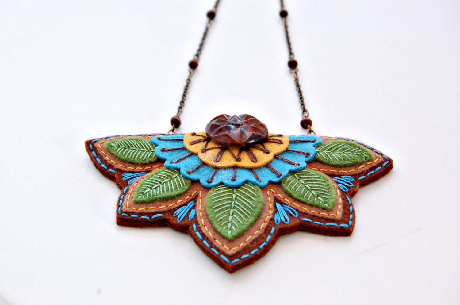 Embroidered Woodland Necklace