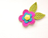 Pink, Turquoise, and Yellow Blossom Hair Clip