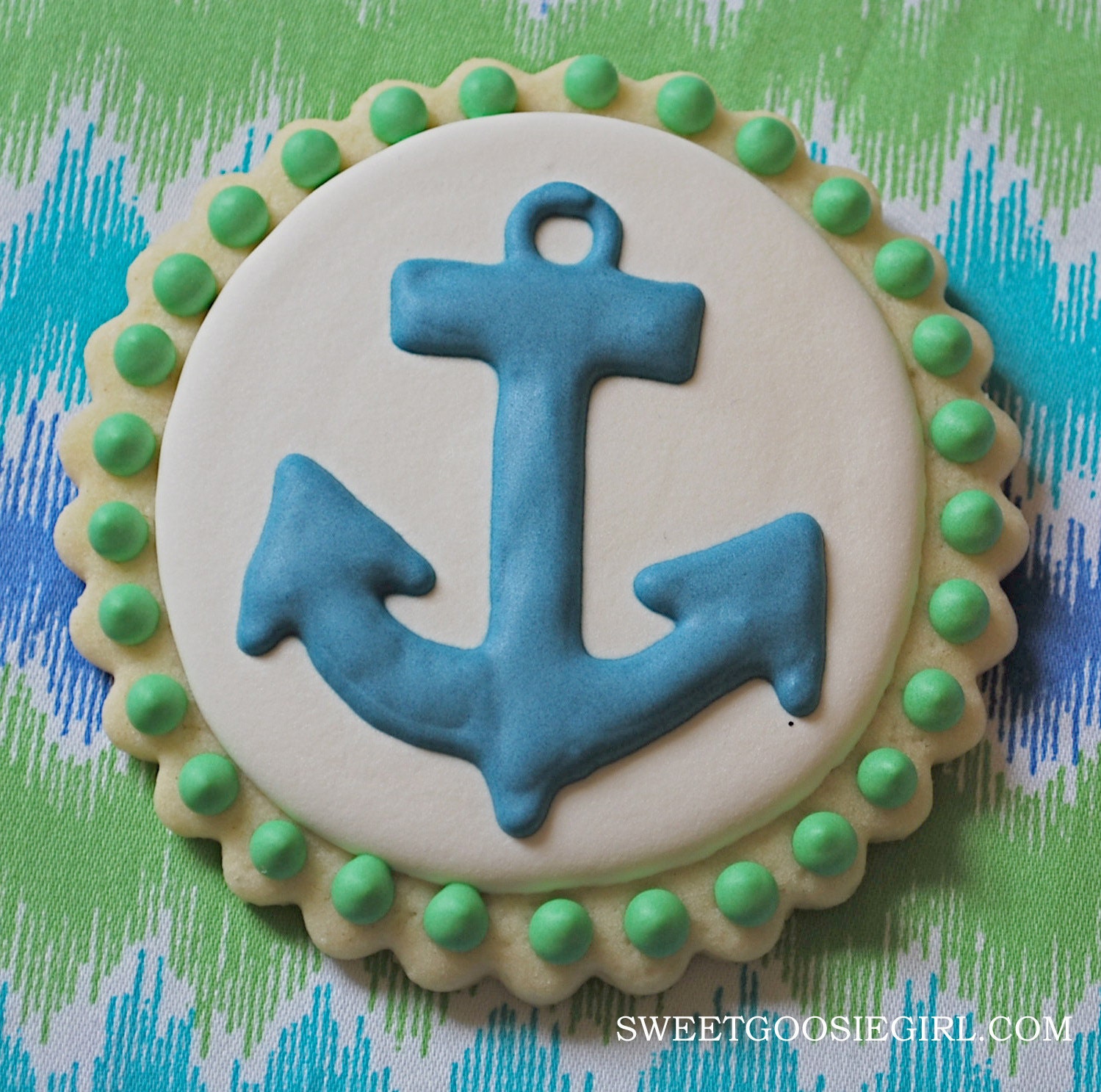 Navy & Green Anchor Decorated Sugar Cookies (12)