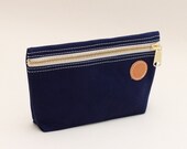 Navy / Blue Accessory Bag in 18oz canvas (with Monogram option) - Toiletry / Travel