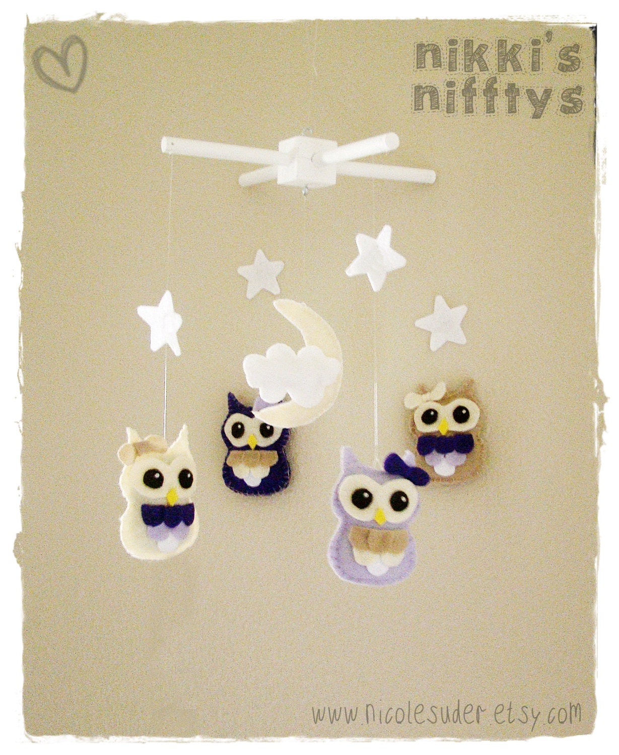 Owl Baby Crib Mobile -Custom orders and colors welcome
