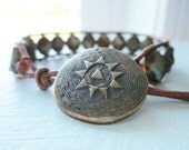 Picasso Czech Bead Brown Leather Single Wrap Bracelet