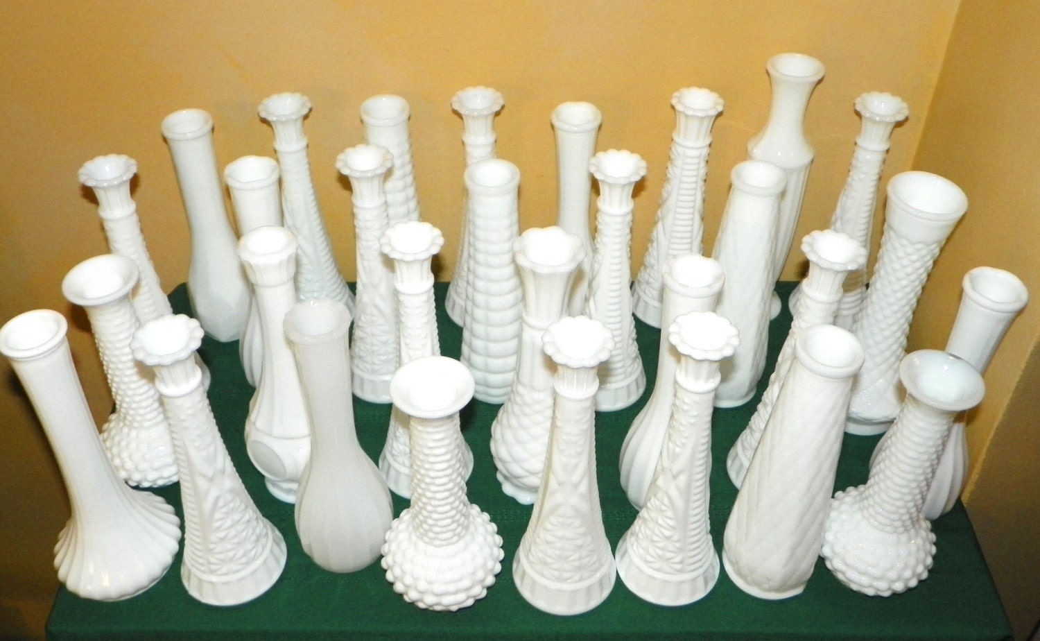 30 Vintage White Milk Glass Vases, All Large Vases