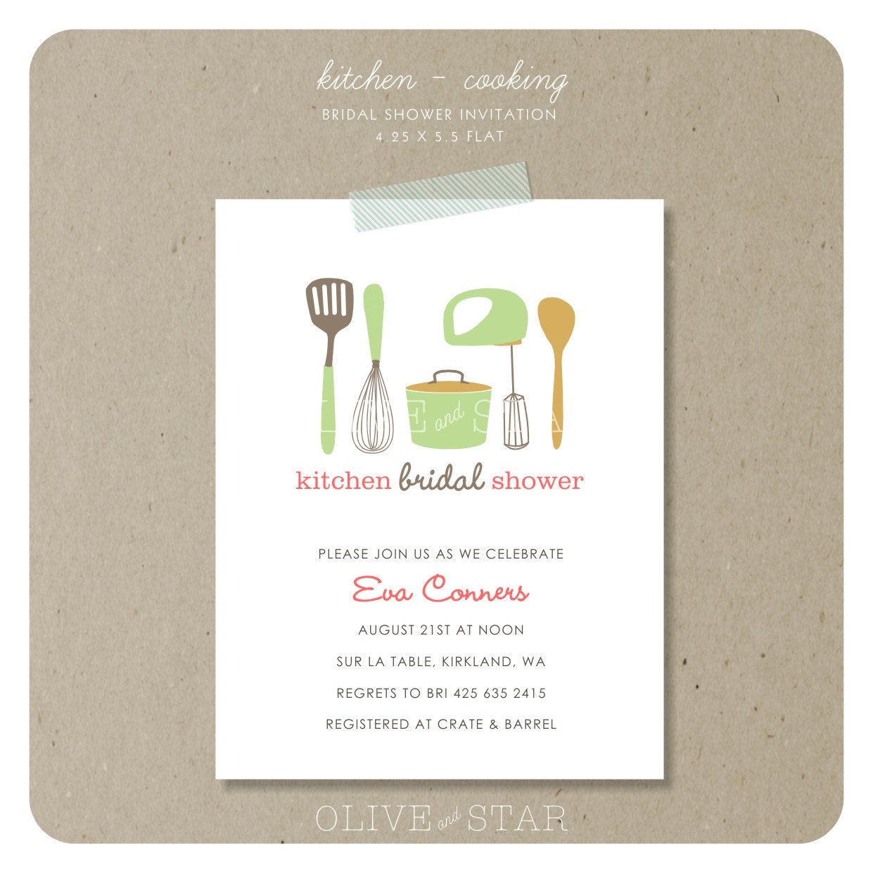 kitchen-cooking : bridal shower invitation set