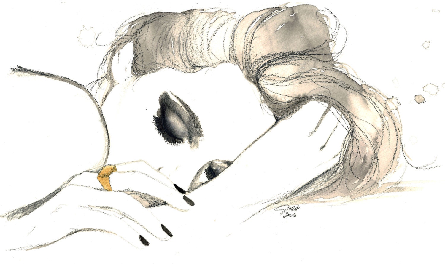 Dreams & Nightmares, print from original mixed media fashion illustration by Jessica Durrant