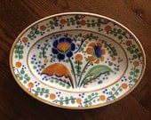 Antique french porcelain platter with stenciled flowers
