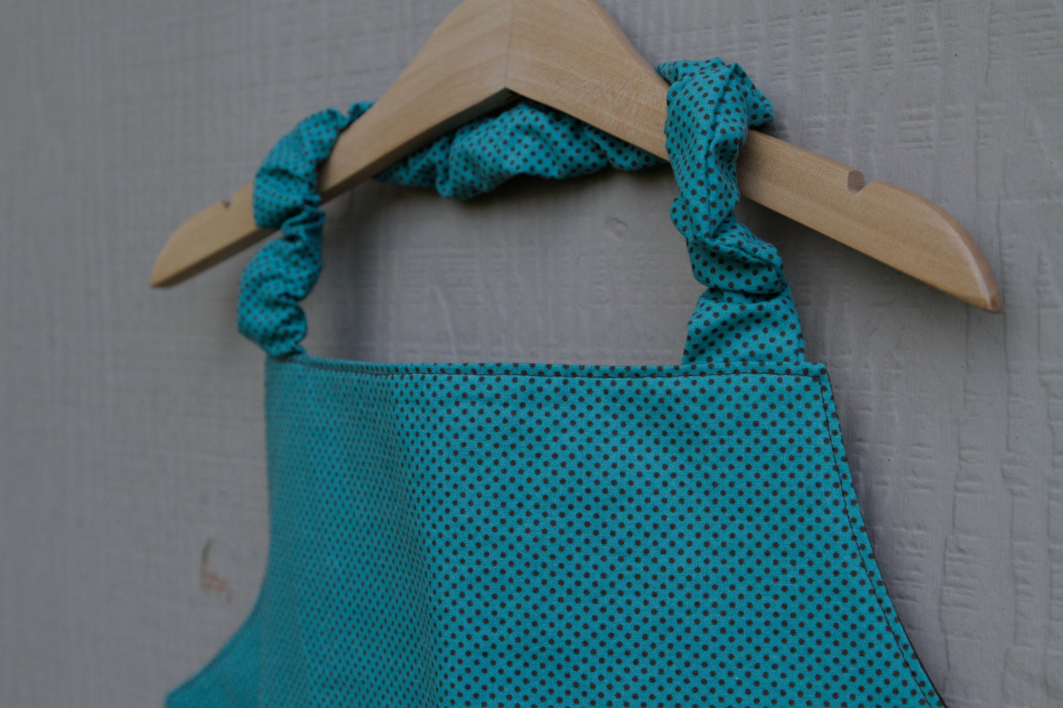Apron - Turquoise with Brown Polka Dots