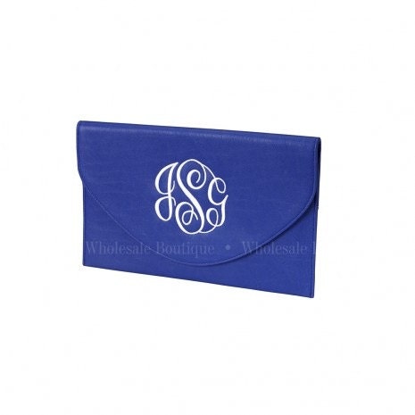 Monogrammed Blue Envelope 3-Way Clutch Purse
