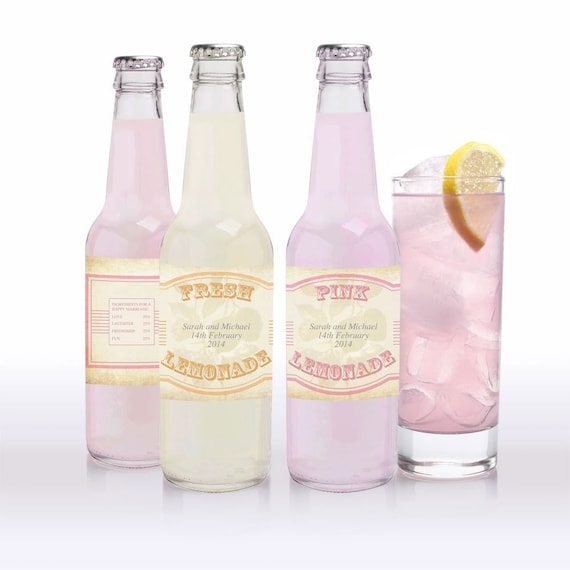 vintage lemonade, pink lemonade and limeade labels - printable editable file