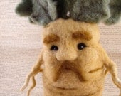 Needle Felt Mandrake Root- One-of-a-kind Plant Needle felted Wool Soft Sculpture by McBrideHouse