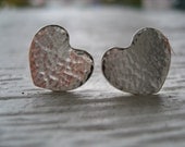 Poppy - sterling silver hammered heart studs
