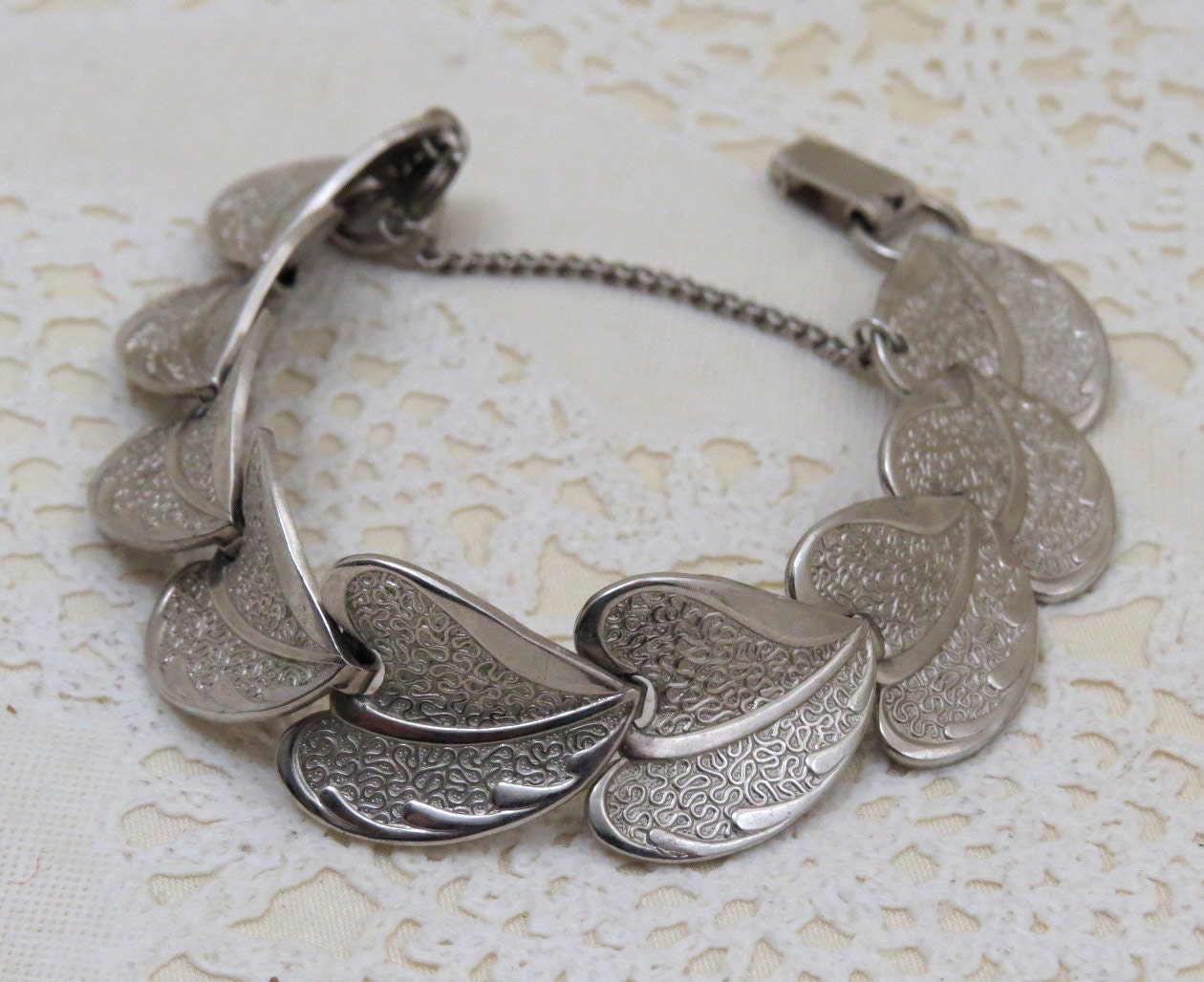 Vintage Marino Silver Tone Bracelet, Nesting Leaves