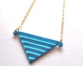 Turquoise Blue Triangle necklace with 14k gold filled chain - geometric jewelry