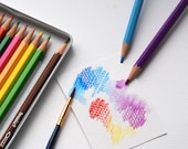 WATERCOLOR DRAWING PENCIL Set of 12  -- Scrapbook craft fine art these supplies can be used wet or dry