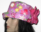 Cloche Bucket Hat Womens Purple Tropical Floral