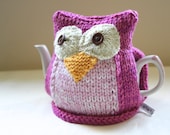 Owl Tea Cosy - FELICITY - in Organic Wool and Cotton mix -  by Tafferty Designs - Size SMALL - Ready to Ship