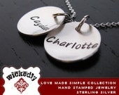 Love Made Simple Collection - ASHTON Two (2) domed hand stamped necklace - Personalized Necklace - Mother Necklace - Hand Stamped Jewelry