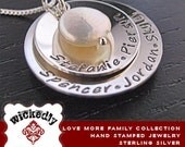 Personalized Necklace - Mother Necklace - Hand Stamped Jewelry - CHARLOTTE  lg double cup w freshwater coin pearl necklace