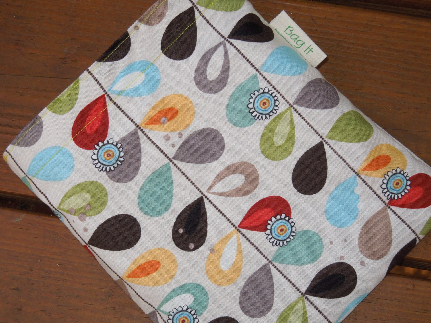 Reusable sandwich bag -  Aqua leaves