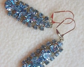 Wedding Earrings Brides Jewelry Something Blue Vintage Rhinestones New Use for Passe