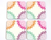 coaster set mandala soft pastel colorful set of coasters bright home decor hostess housewarming gift idea