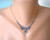 Rhinestone Necklace, Blue Rhinestone Necklace, Rhinestone Bridal Necklace, Wedding Jewelry, Bridal jewelry, Blue Wedding Jewelry