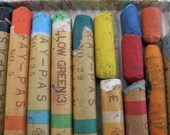 box of vintage sakura cray-pas, oil colors in a stick, vintage crayons, no. 3, artist supplies, vintage art supplies