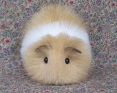 Blonde and White Toy Guinea Pig Handmade Plush Animal