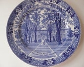 Vintage Staffordshire Ware Williamsburg Virginia Plate Blue Cottage Chic Transferware