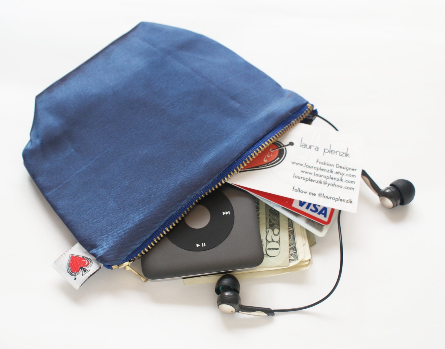 Satin Pouch with Zipper Closure FINAL SALE