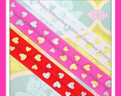 New 3 Yards 7/8 Valentines Love CUT OUT Hearts on White Red Pink GROSGRAIN Ribbon Hair Bows Sewing scrap dog collars craft 1 yd ea