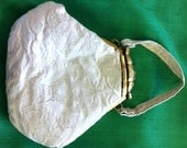 1940's Ivory Brocade Pouch Purse with Art Nouveau Closure