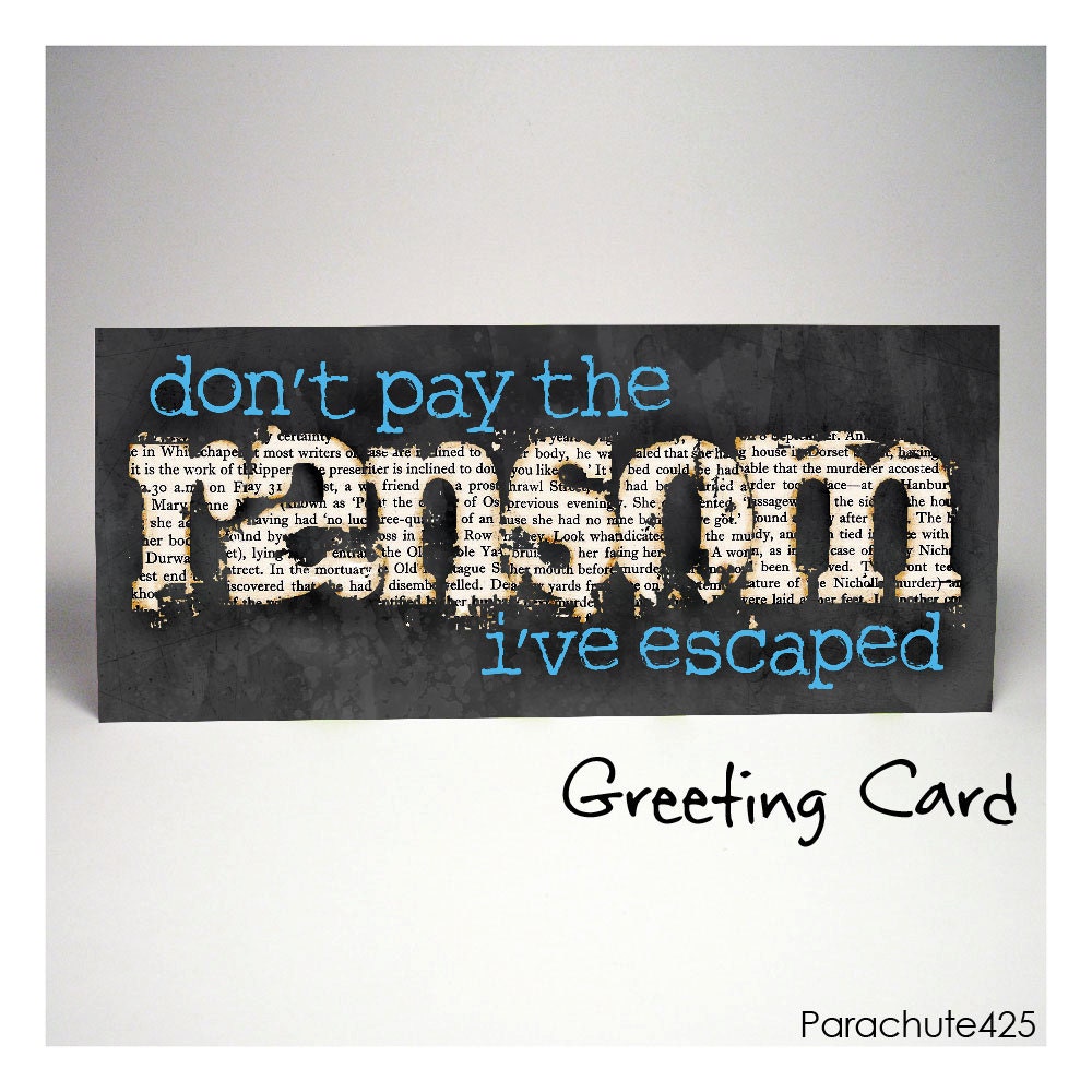 RANSOM Greeting Card, belated birthday, sorry i haven't written, typography, humor, black and blue