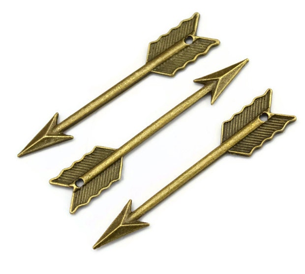 Arrow Pendant, Bronze Arrow, 4 pcs, 60mm,  Arrow Charm, Jewelry Charm, Arrows