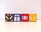 little houses - vintage wooden blocks