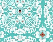 Blue Mermaid Pippa Wallflower Waltz Damask Michael Miller Fabric 1 Yard