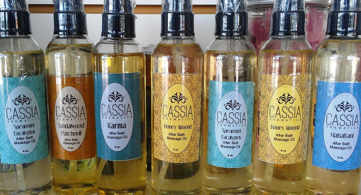 After Bath Massage Oil, Custom Scented 4 oz