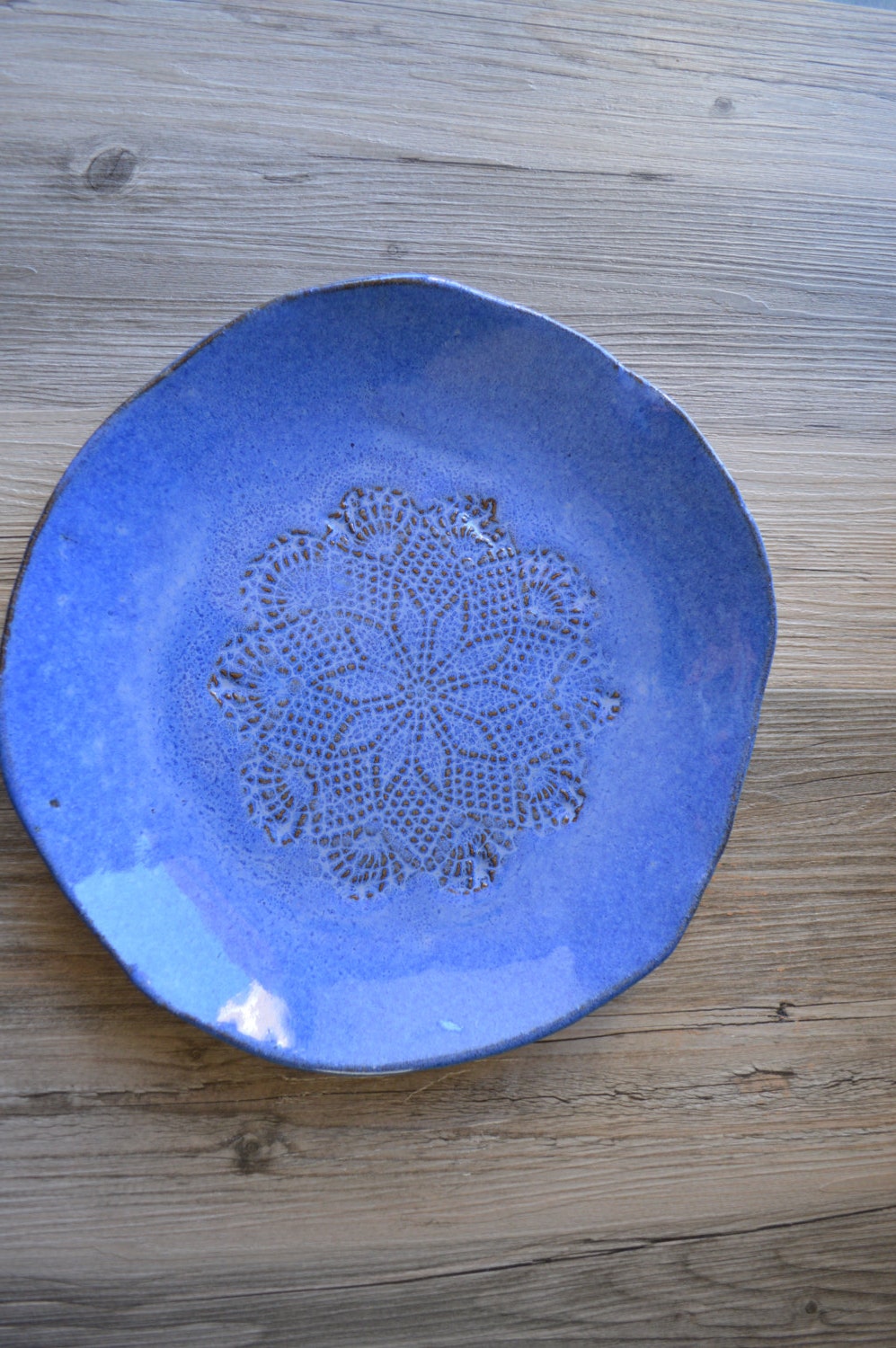 Amazing Blue Ceramic Plate - handmade tableware - wedding gift - housewarming Unique Organic shaped dish