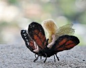 Waldorf  Nedlle Felted Wool Soft Sculpture.The Little Sun Fairy And Her Butterfly. READY to ship