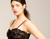 Black vintage lace Bra, black bralette, black lace lingerie.
