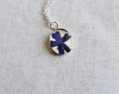 Verbena Necklace Resin Jewelry Bridal Real Pressed Flower Botanical Nature Inspired Gardener Minimalist Modern Sterling Silver