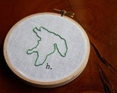 Hand Sewn 4" Lake Huron Embroidery