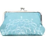 CLUTCH PURSE  Tiffany Blue with White Bridesmaid Clutch Beach Wedding