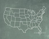 US Map outline  8"x10" art print