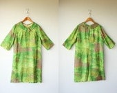 60s dress / plus size dress 1960s / 1960s shift dress / floral day dress 60s / 1960s party dress- size xl , plus size