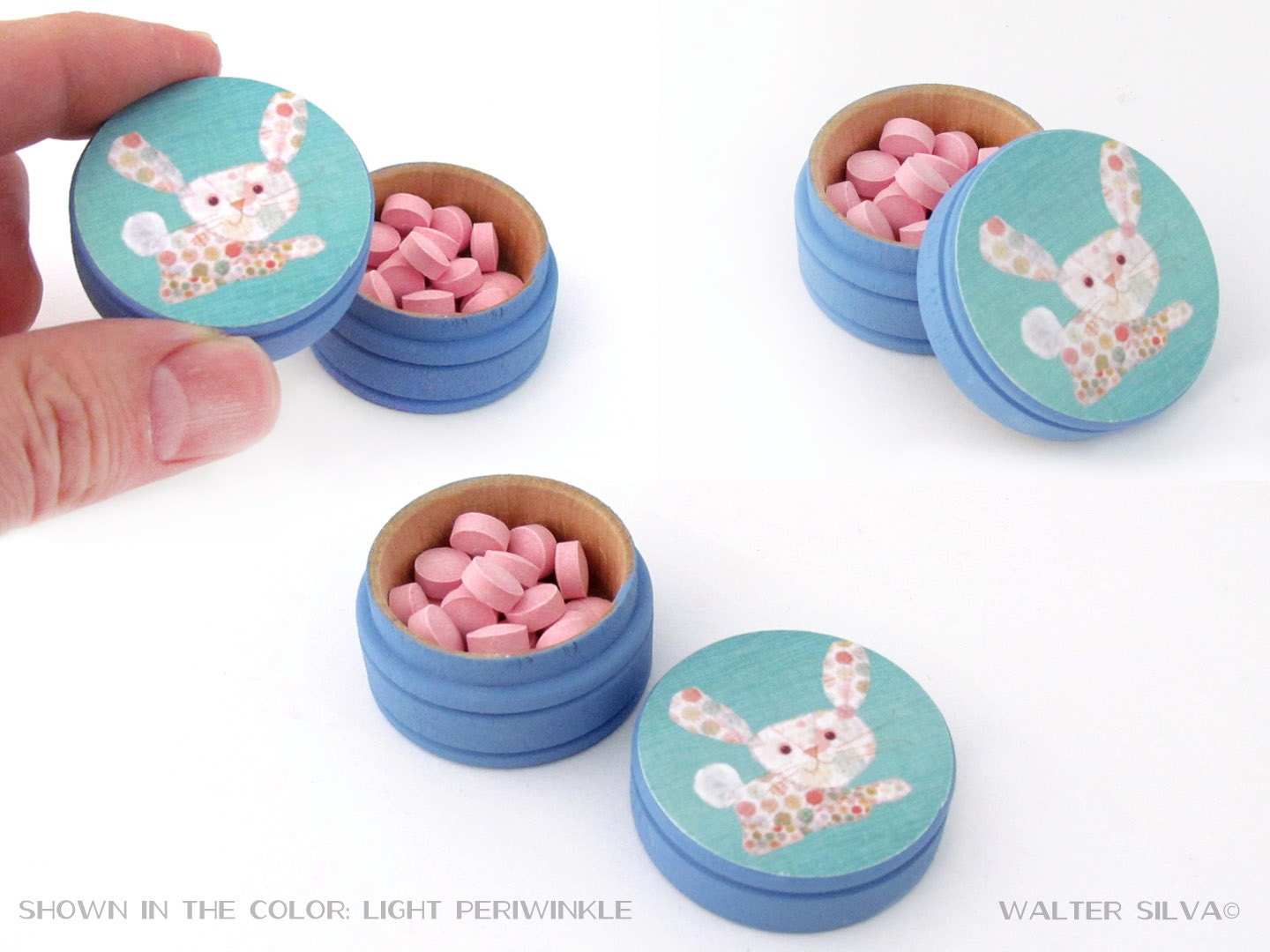 Polka dotted Rabbit Tooth Fairy Box Pill Box - New Baby Shower Gift - Wedding Ring Box - Pick your Own Color